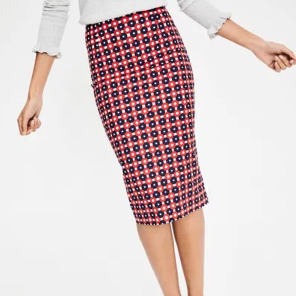 Boden Women's Petite Geometric Print Richmond Pencil Skirt Red/Multi Size 4P - Picture 4 of 16